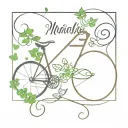 bike with infinity as part and 4 leaves clover, a heart and the mention Mahalo  tattoo design idea
