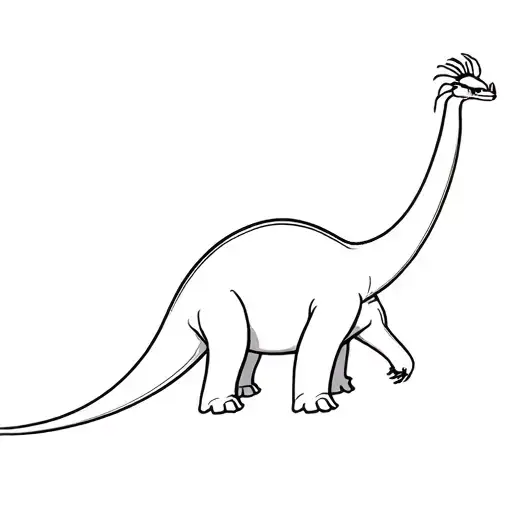 fine line brontosaurus with a small crab on its head tattoo design idea