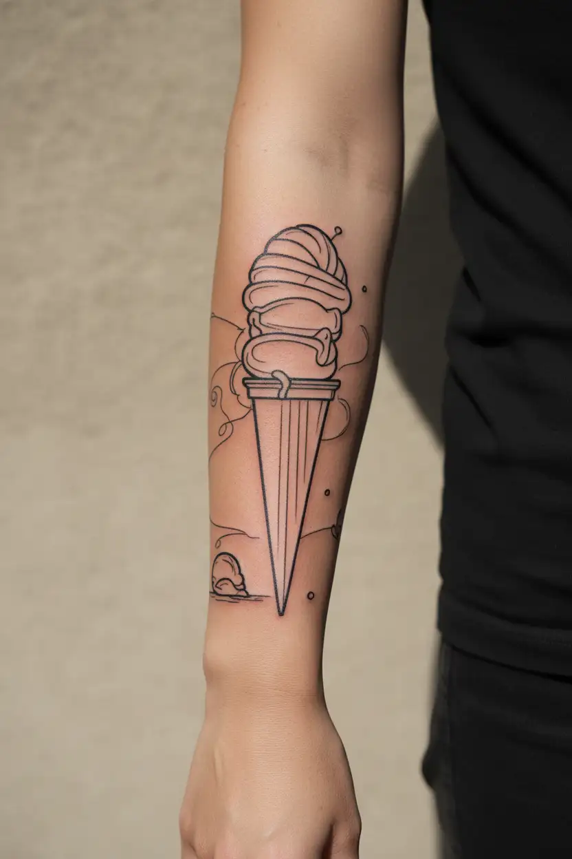 ice cream with date tattoo tattoo design idea