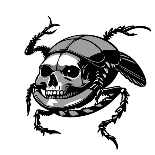 Egyptian scarab with skull as body stencil outline tattoo design idea