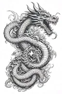 Represents the countries Greece, Italy and Puerto Rico. Includes elements of cycling and dragons; maybe shenron from dbz tattoo design idea