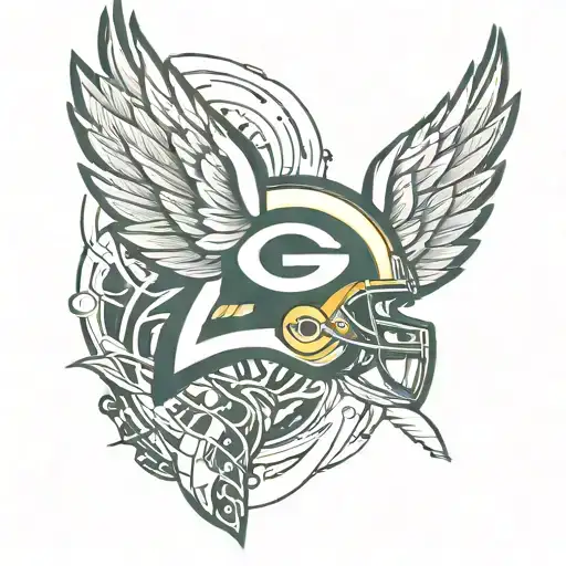 Green Bay packers with wings   tattoo design idea