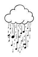 rain cloud and music notes tattoo design idea