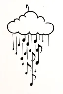 rain cloud and music notes tattoo design idea