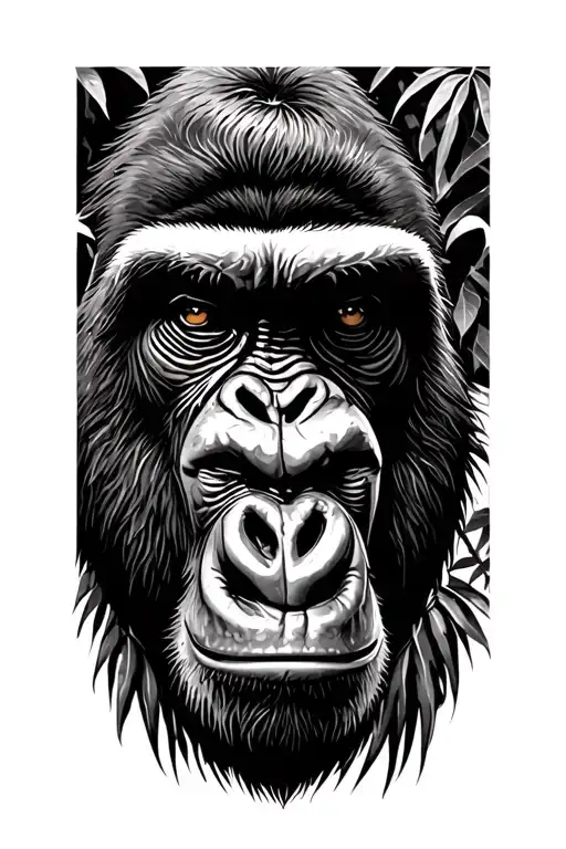 gorilla and jungle setting tattoo design idea