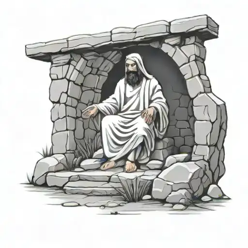 empty tomb jesus christ tattoo design idea