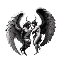 angel vs evil tattoo design idea