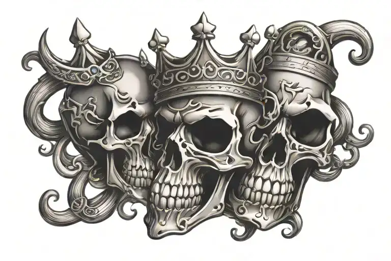 brass knuckles, skull, crown, infinity symbol formed tattoo design idea