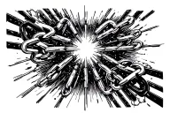 "I tore the chains of methamphetamine" Broken Chains Breaking and Bursting tattoo design idea