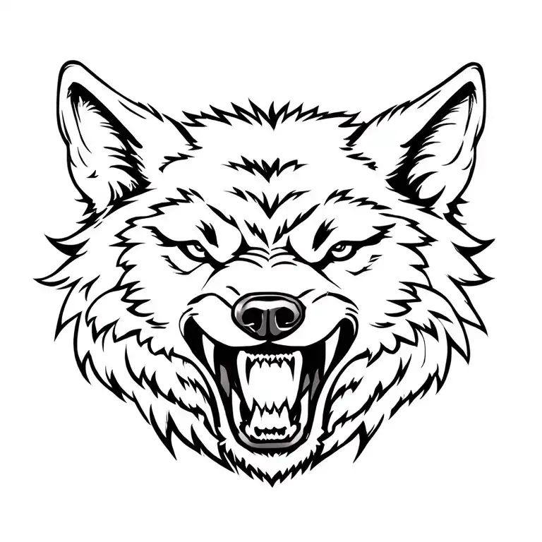 snarling wolf head tattoo design idea