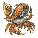 upside down crab with dagger piercing it from above tattoo design idea