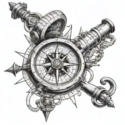 Compass and Sextant tattoo design idea
