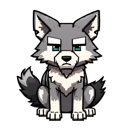 cute Minecraft wolf grey sitting tattoo design idea