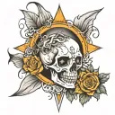 Ray in curse with a little sun next to it tattoo design idea