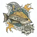 Ray in curse with a little sun next to it tattoo design idea