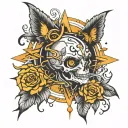 Ray in curse with a little sun next to it tattoo design idea