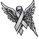 lightning bolt with angel wings infant loss ribbon  tattoo design idea