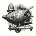 steampunk Goodyear blimp tattoo design idea