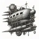 steampunk Goodyear blimp tattoo design idea