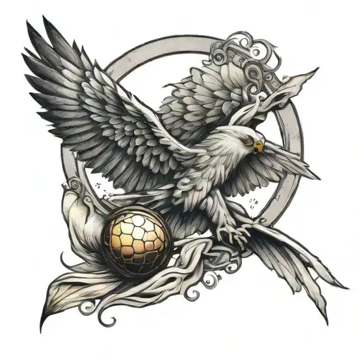 Harry potter, golden snitch, deathly hollow, hedwig tattoo design idea