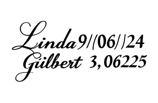 "Linda 9/06/24
Gilbert 3/06/25" tattoo design idea