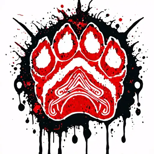 Bear paw outline with a Tlingit totem style bear and tribal fill.  As close to authentic Tlingit design as possible tattoo design idea