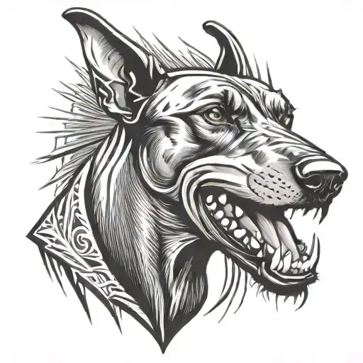 angry Doberman tattoo design idea