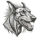 angry Doberman tattoo design idea