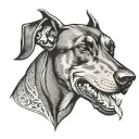 angry Doberman tattoo design idea