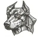 angry Doberman tattoo design idea