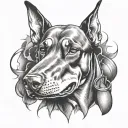 angry Doberman tattoo design idea