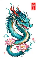 japanese dragon and lotus tattoo design idea