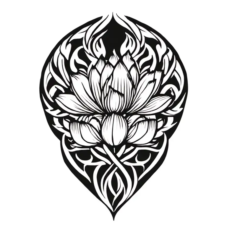 lotus flower intertwined tattoo design idea