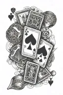 playing cards dice rolling tattoo design idea