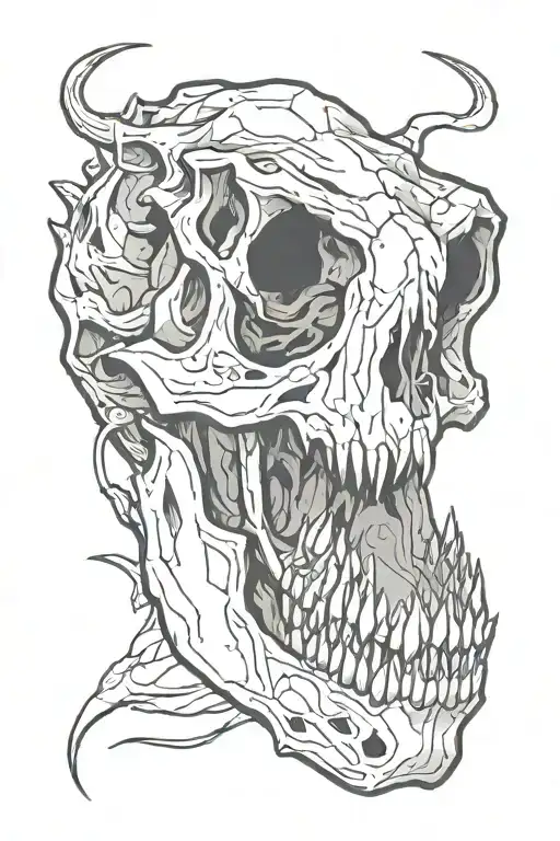 Dinosaur skull vicious tattoo design idea