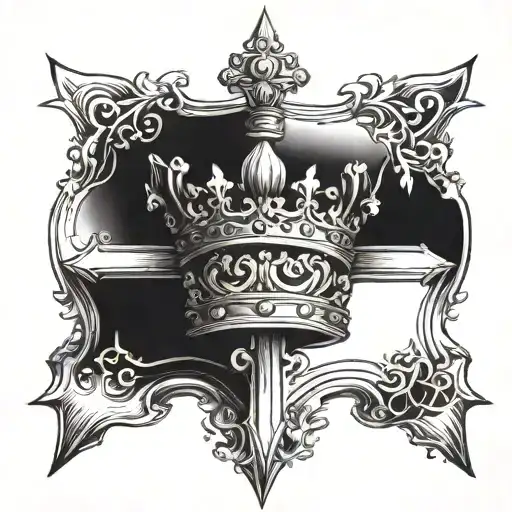 cross with king's crown tattoo design idea