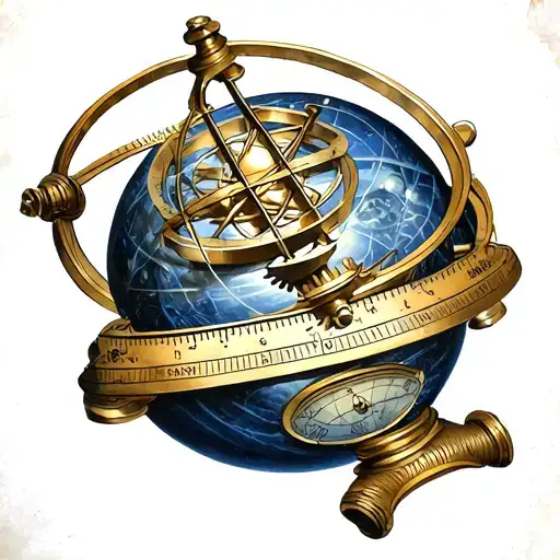 armillary sphere compassion sextant tattoo design idea