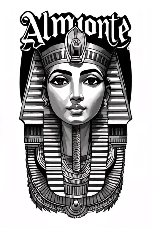 outer forearm tattoo with "Almonte" last name and egyption font tattoo design idea