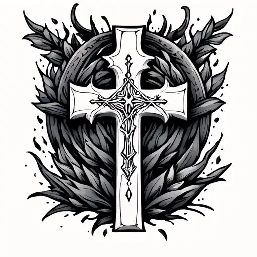 cross with corinthians 10:13 tattoo design idea