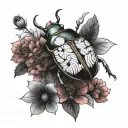 beetle, mountains, nature, casting, flowers, minimalism, lines tattoo design idea