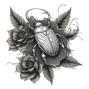 beetle, mountains, nature, casting, flowers, minimalism, lines tattoo design idea