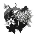 beetle, mountains, nature, casting, flowers, minimalism, lines tattoo design idea
