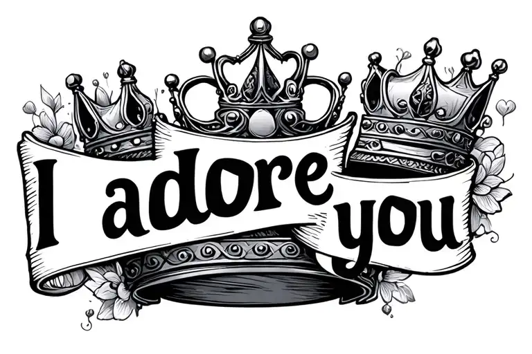 "I adore you " prince crown tattoo design idea