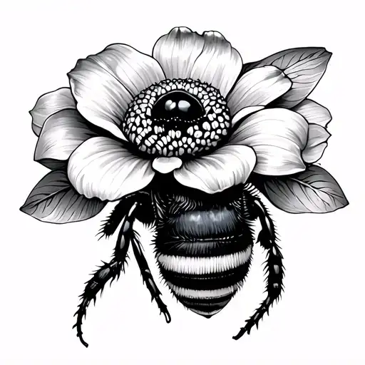 snake flower bumblebee shoulder tattoo design idea
