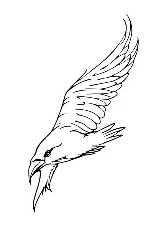 nordic raven flying tattoo design idea