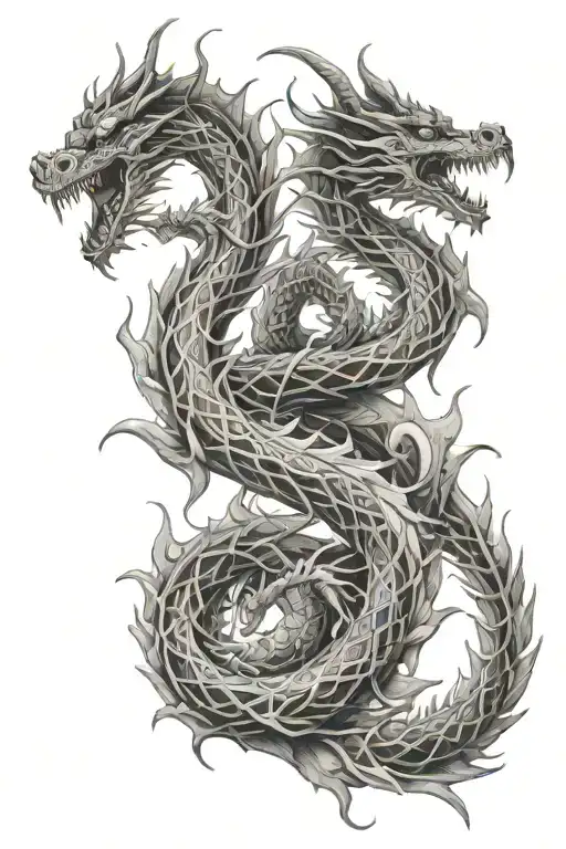 double helix forming the shape dragon emerging tattoo design idea