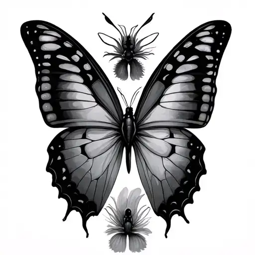 butterfly metamorphosis stages with a rising tattoo design idea