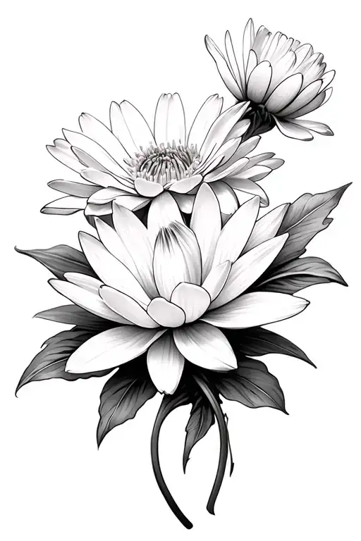 water Lilly daisy cosmo carnation flower tattoo design idea