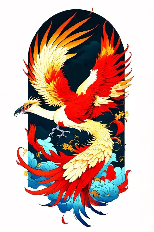 phoenix with westeria tattoo design idea