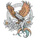 Lebanese cedar tree and Phoenix rising and Lebanese map tattoo design idea